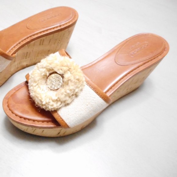 Coach Jazmin Cork and Leather Wedge Sandal  size 7.5 - Picture 3 of 8